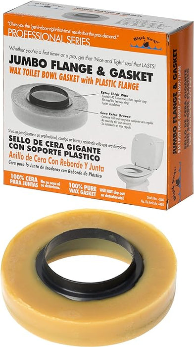 Black Swan Mfg. Co. 04480 1-1/8" Thick Toliet Wax Ring for 3" & 4"_W/Flange, for Floor Mount Bowls, Yellow