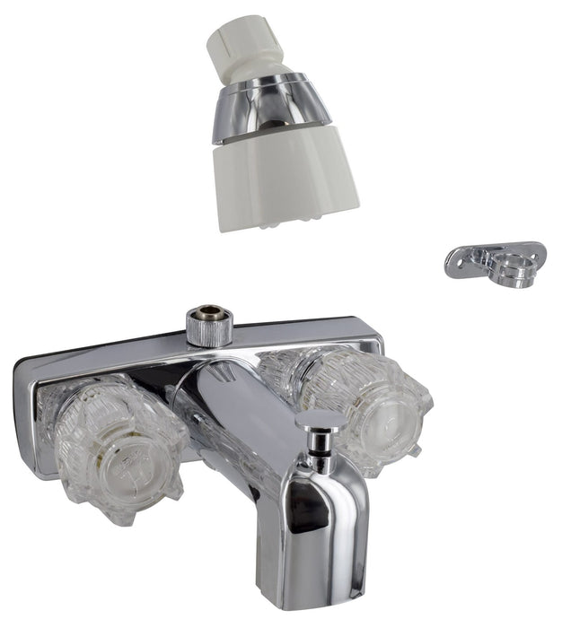 Phoenix Faucets Mobile Home/RV Two-Handle 4" Tub & Exposed Shower Diverter with Shower Head Kit - Brass, Chrome PF213333