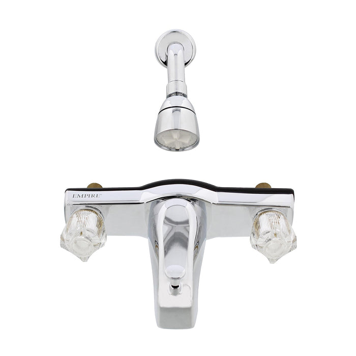 Empire Faucets Mobile Home 8" Tub & Shower Chrome Faucet with Offset Shower Connection, Brass Underbody J68-OFS-E