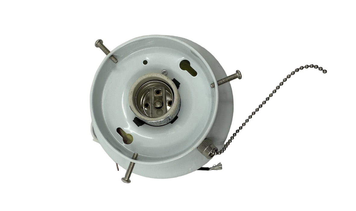 Mobile Home Parts Direct 3" White Ceiling Light Base W/ Pull Chain