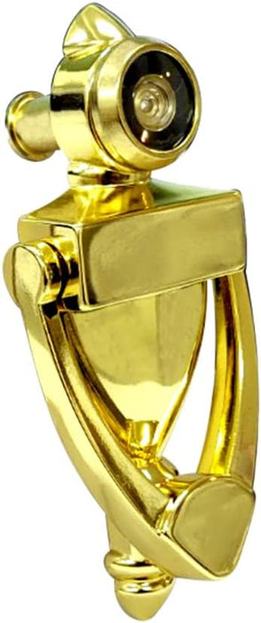 Mobile Home Parts Direct Door Knocker with 180 Degree Viewer, Die-Cast Construction 5-1/2'' Height, Polish Brass, 1 Pack
