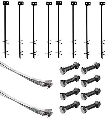 Mobile Home Part Set of 8 Auger Anchors; 8 - 8 ft Tie Down Strap, & 8 Bolts
