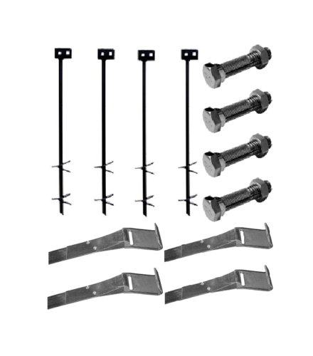 Mobile Home Part Set of 4 Auger Anchors; 4-8 ft Tie Down Strap, 4 Bolts