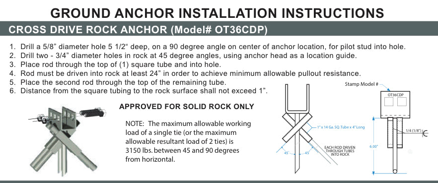 OTI Mobile Home Cross Drive Rock Anchor (4 Pack)