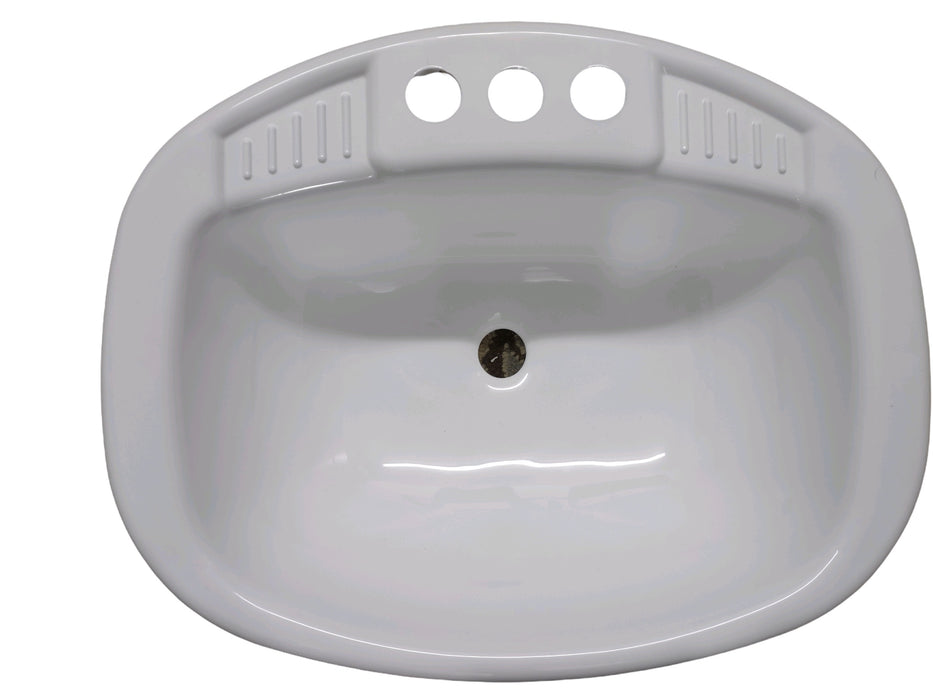 20" x 16" White Round Plastic Lavatory Sink For Mobile Homes/RV's