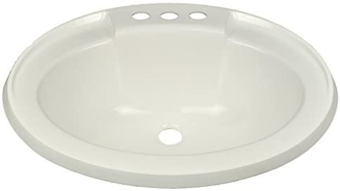 17" x 20" Plastic White Oval Lavatory Sink for Mobile Homes Includes Drain
