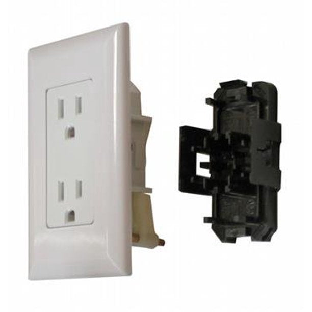 Wirecon Mobile Home/RV White Decorator Wall Receptacle With Plate