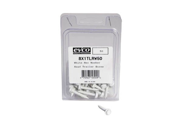 EVCO Mobile Home 1" White Hex Head Screw (50 Pack)