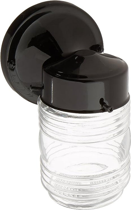 Nuvo SF77/119B Porch Wall Fixture with Clear Mason Jar, Black