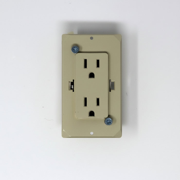 Wirecon Mobile Home/RV Bone Self-Contained Decorator Duplex Receptacle with Snap-On Wall Plate | 15 Amp, 120V
