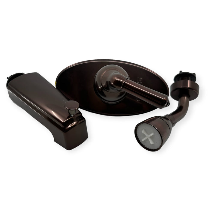 MHPD 6" 3-Hole Oil-Rubbed Bronze Tub & Shower Faucet