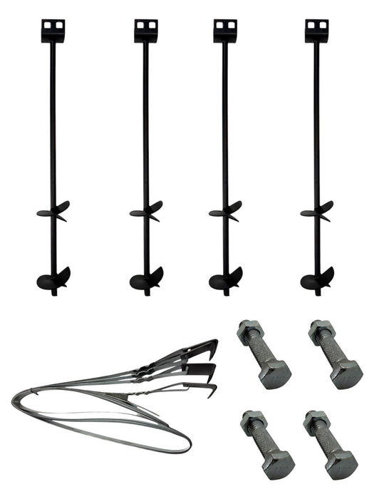 Mobile Home Parts Anchor Kit, 4-30" Auger Anchors, 4-8 Ft Strap, and 4 Slotted Bolts