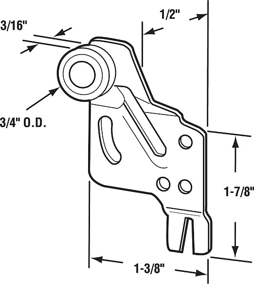 Mobile Home Parts Direct Closet Door Roller, Front, 1/2 In. Offset, 3/4 In. Nylon Wheel, Atlas (2 Pack)