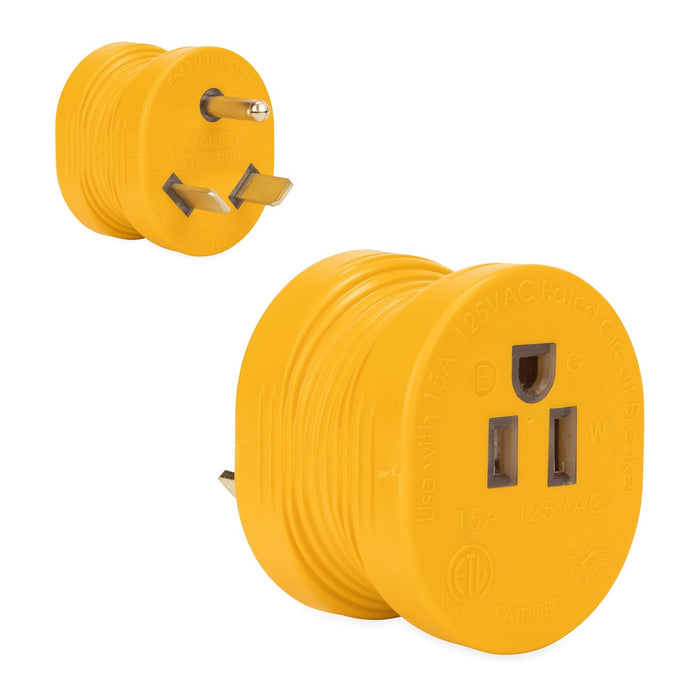 Camco PowerGrip 30 Amp Male to 15 Amp Female RV Electrical Adapter | NEMA TT-30P to NEMA 5-15R | 125V, 1875W
