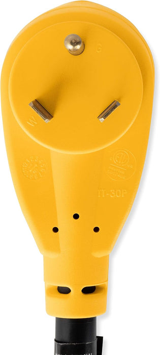 Camco PowerGrip 12" Dogbone RV Electrical Adapter | 30 Amp Male to 15 Amp Female | NEMA TT-30P to 5-15R | 55155