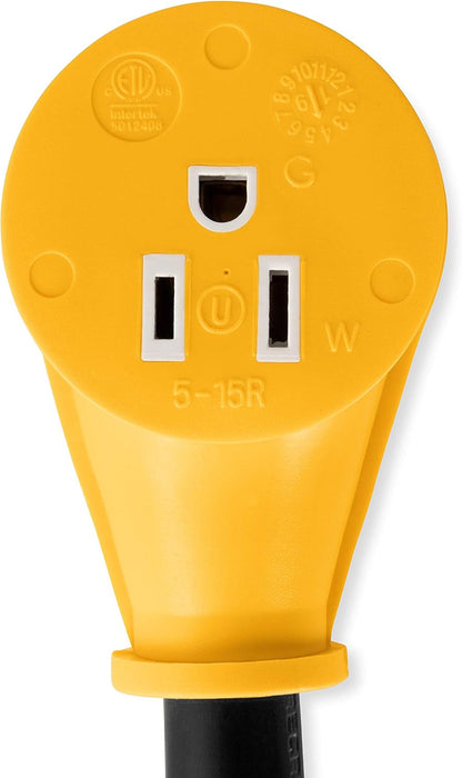Camco PowerGrip 12" Dogbone RV Electrical Adapter | 30 Amp Male to 15 Amp Female | NEMA TT-30P to 5-15R | 55155