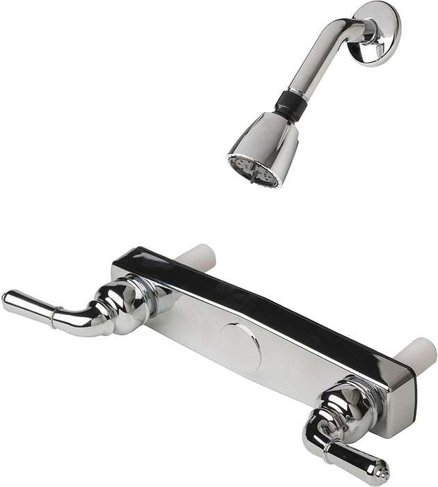 Mobile Home 8" Chrome Shower Faucet w/Lever Handles & Shower Head Kit