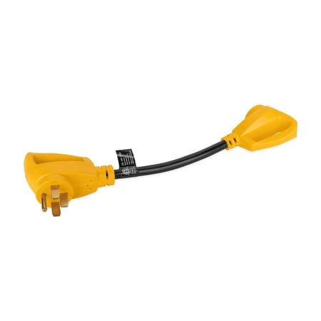 Camco PowerGrip 18" Dogbone RV Electrical Adapter | 50 Amp Male to 30 Amp Female | NEMA 14-50P to TT-30R | 125V, 3750W | 55175