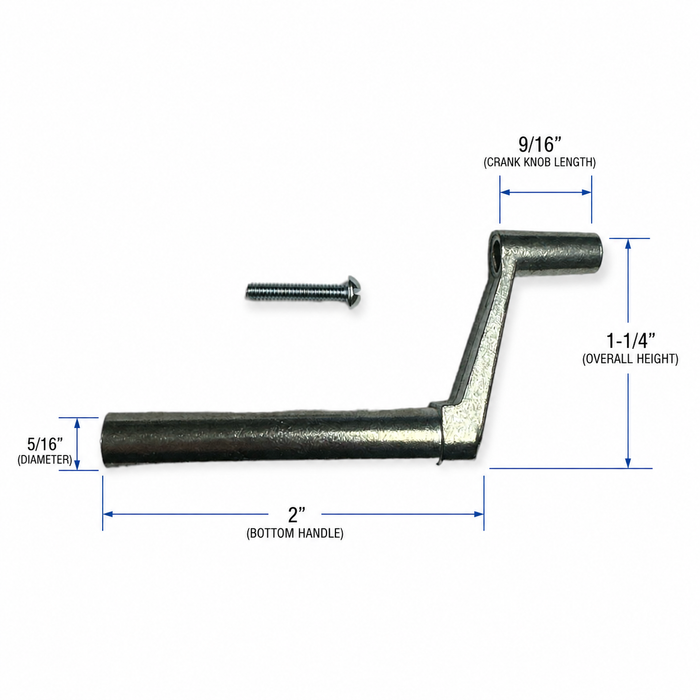 U.S. Hardware Metal 2" Window Crank Handle | 5/16" Spline | Includes Mounting Screw