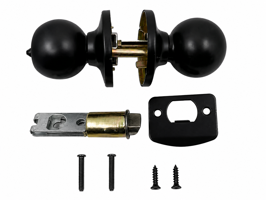 Mobile Home Parts Direct Interior Ball Privacy Door Knob, Matte Black | Bedroom & Bathroom Lockset
