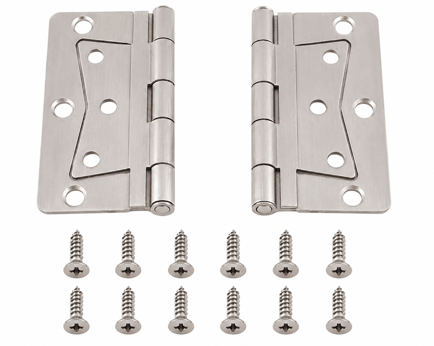 Mobile Home/RV Interior Butterfly Door Hinges, Brushed Nickel with Screws (2-Pack)