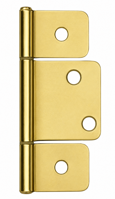 Mobile Home/RV Brass Interior Door Extended Leaf Hinge with Screws, 3-Leaf Design, 1-3/16" x 3-7/16", Pack of 4