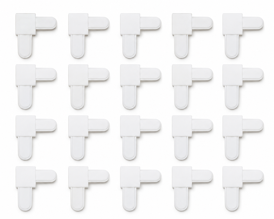 Mobile Home Parts Direct White Screen Frame Corners – 1/4" x 5/8", Square Cut, Plastic, 20 Pack