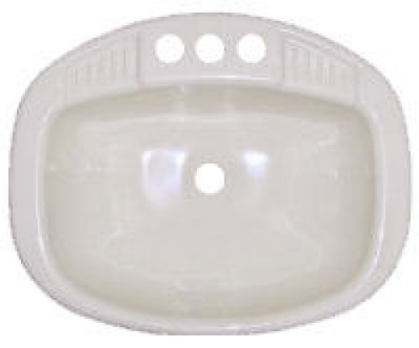 20" x 16" Bone Round Plastic Lavatory Sink For Mobile Homes/RV's