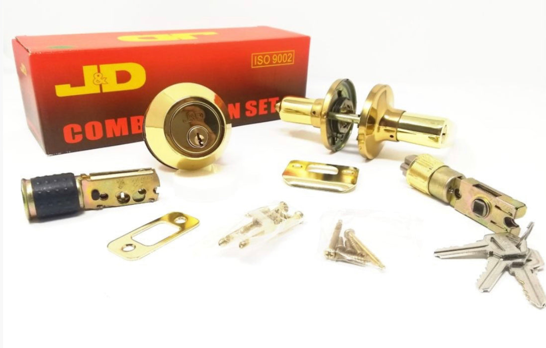 Mobile Home Lever Entry Lock and Deadbolt Set, Brass