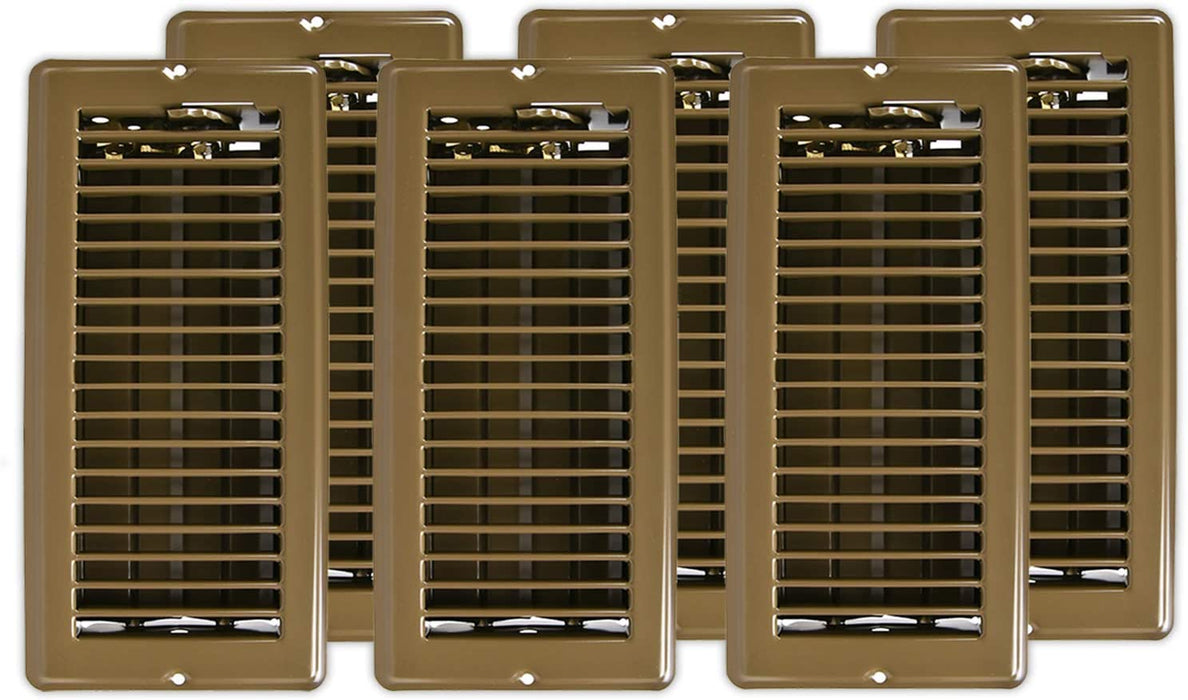 Continental Industries Brown Floor Register 4" x 10" (6 Pack)