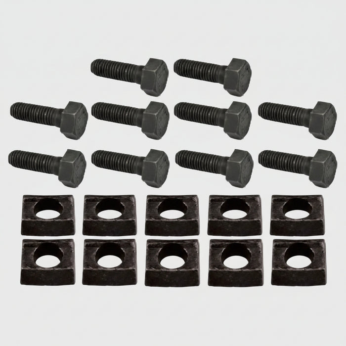 Mobile Home Axle Wheel Bolts with Rim Clamps – 1/2"-13 Coarse Thread x 2-1/4" – 10 Pack