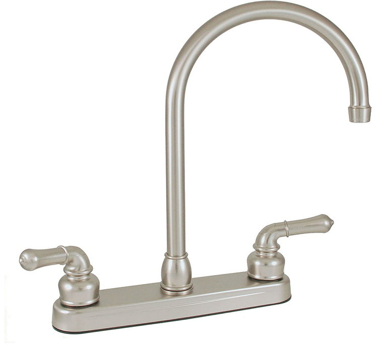 Ultra Faucets Mobile Home/RV 8", Kitchen High-Rise Gooseneck Brushed Nickel